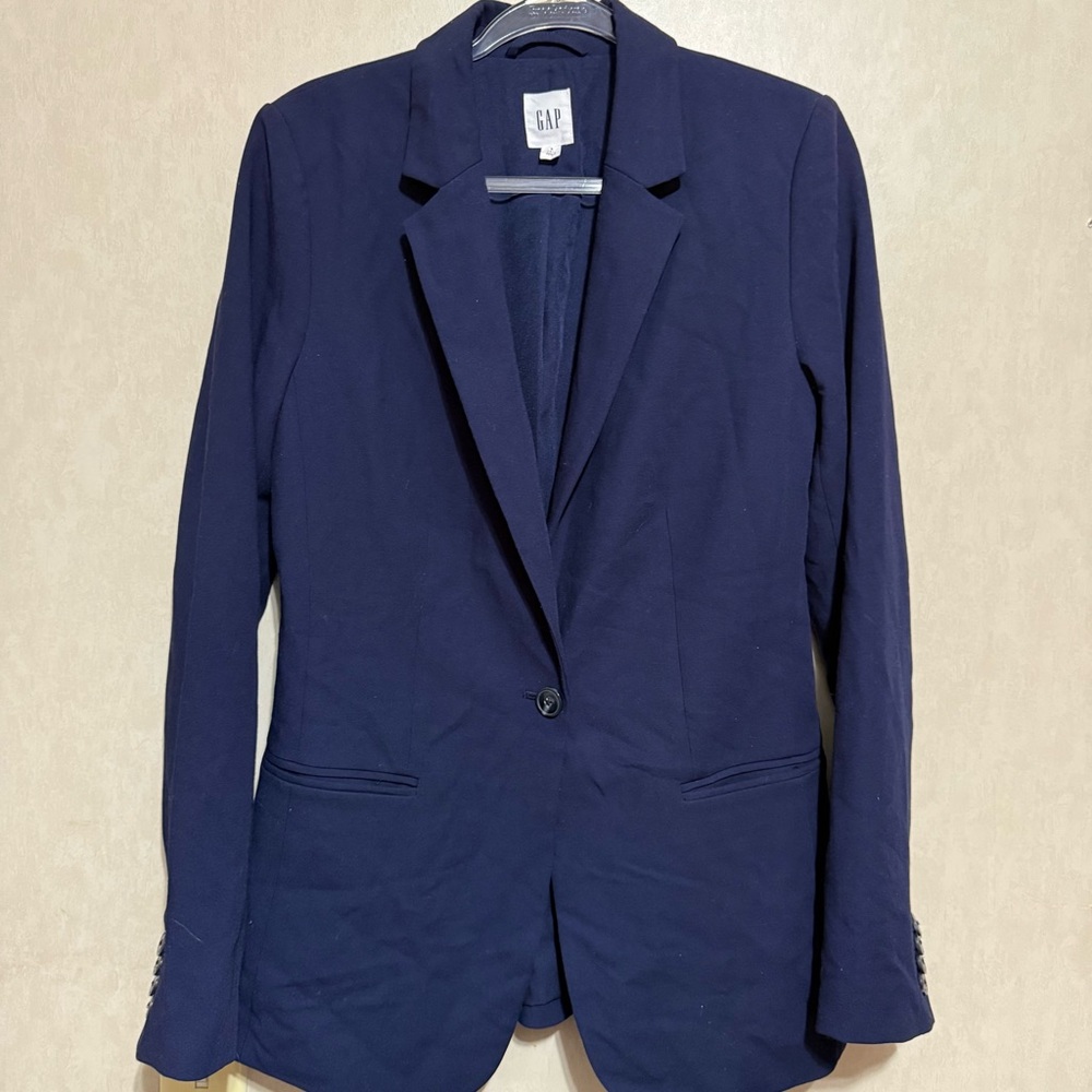 Gap Navy Blue Basic One Button Blazer - image 1